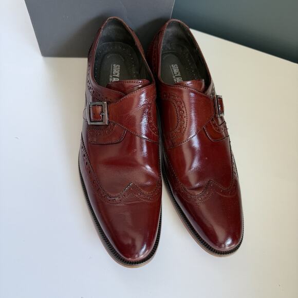 Stacy Adams Stratford Cognac Leather Monkstrap Dress Shoe 10M - Picture 2 of 6